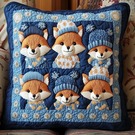 Adorable Fox Friends Quilted Pillow Case GFTONL1709
