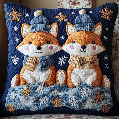Adorable Fox Friends Quilted Pillow Case GFTONL1710