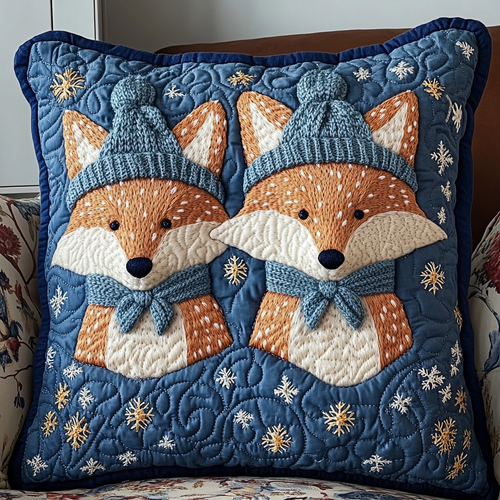 Adorable Fox Friends Quilted Pillow Case GFTONL1715