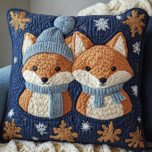 Adorable Fox Friends Quilted Pillow Case GFTONL1716