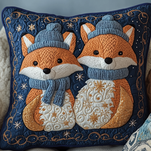 Adorable Fox Friends Quilted Pillow Case GFTONL1717