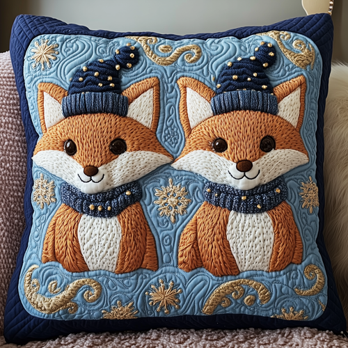 Adorable Fox Friends Quilted Pillow Case GFTONL1719