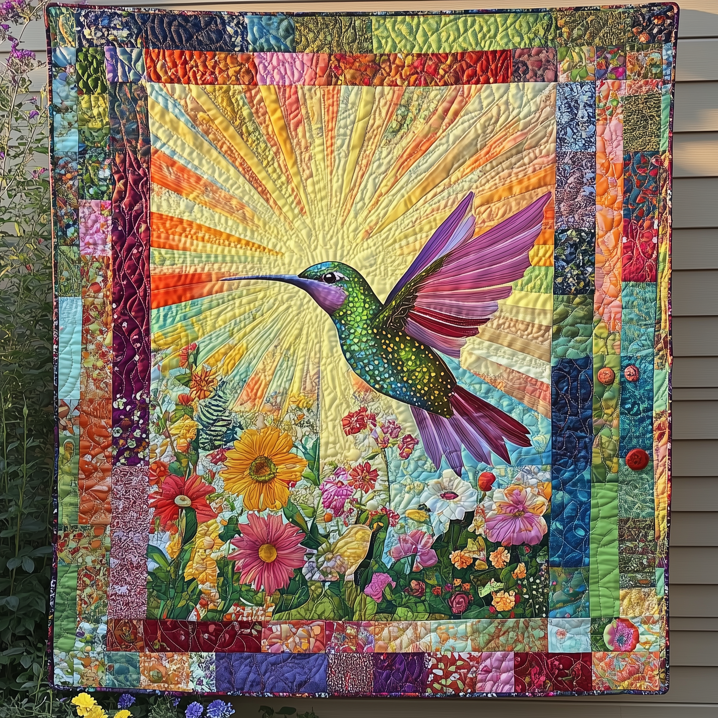 Hummingbird Sunshine Garden Quilted Blanket GFTONL1723
