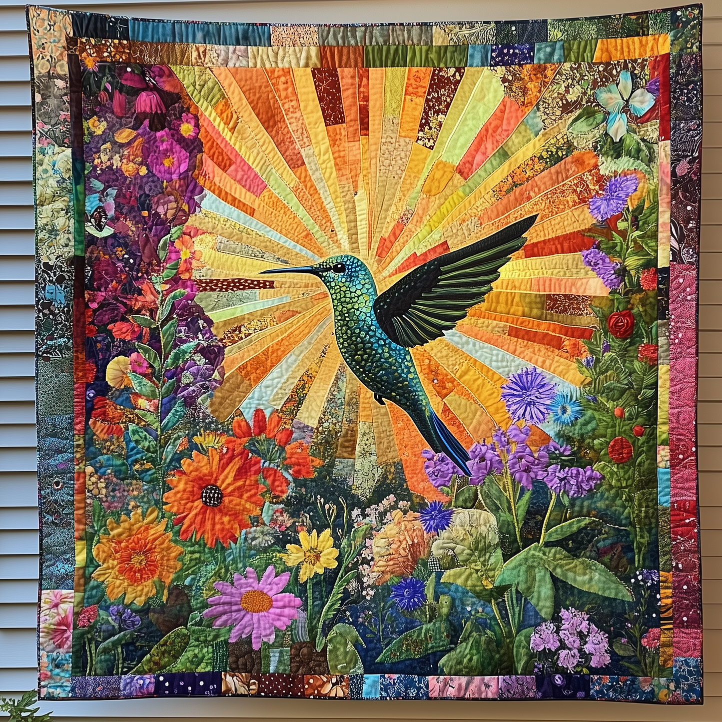 Hummingbird Sunshine Garden Quilted Blanket GFTONL1724