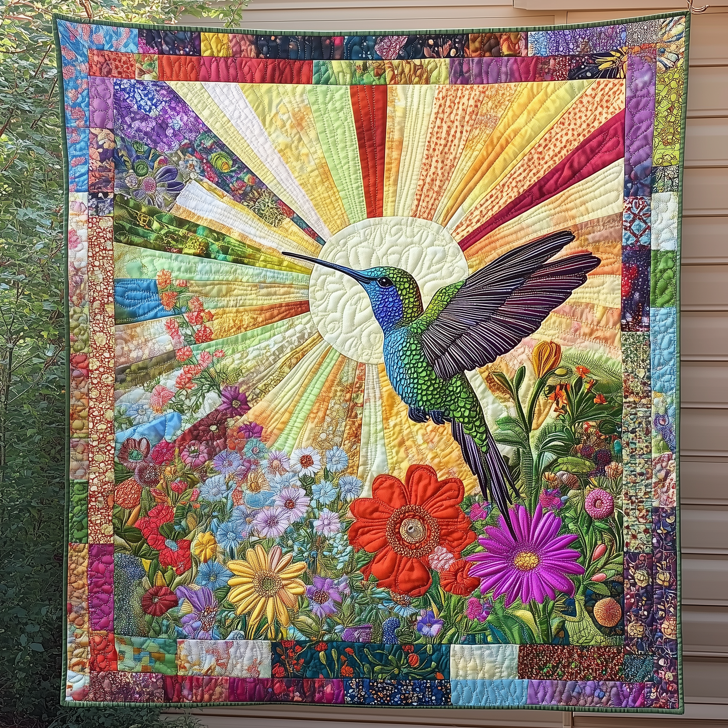 Hummingbird Sunshine Garden Quilted Blanket GFTONL1725
