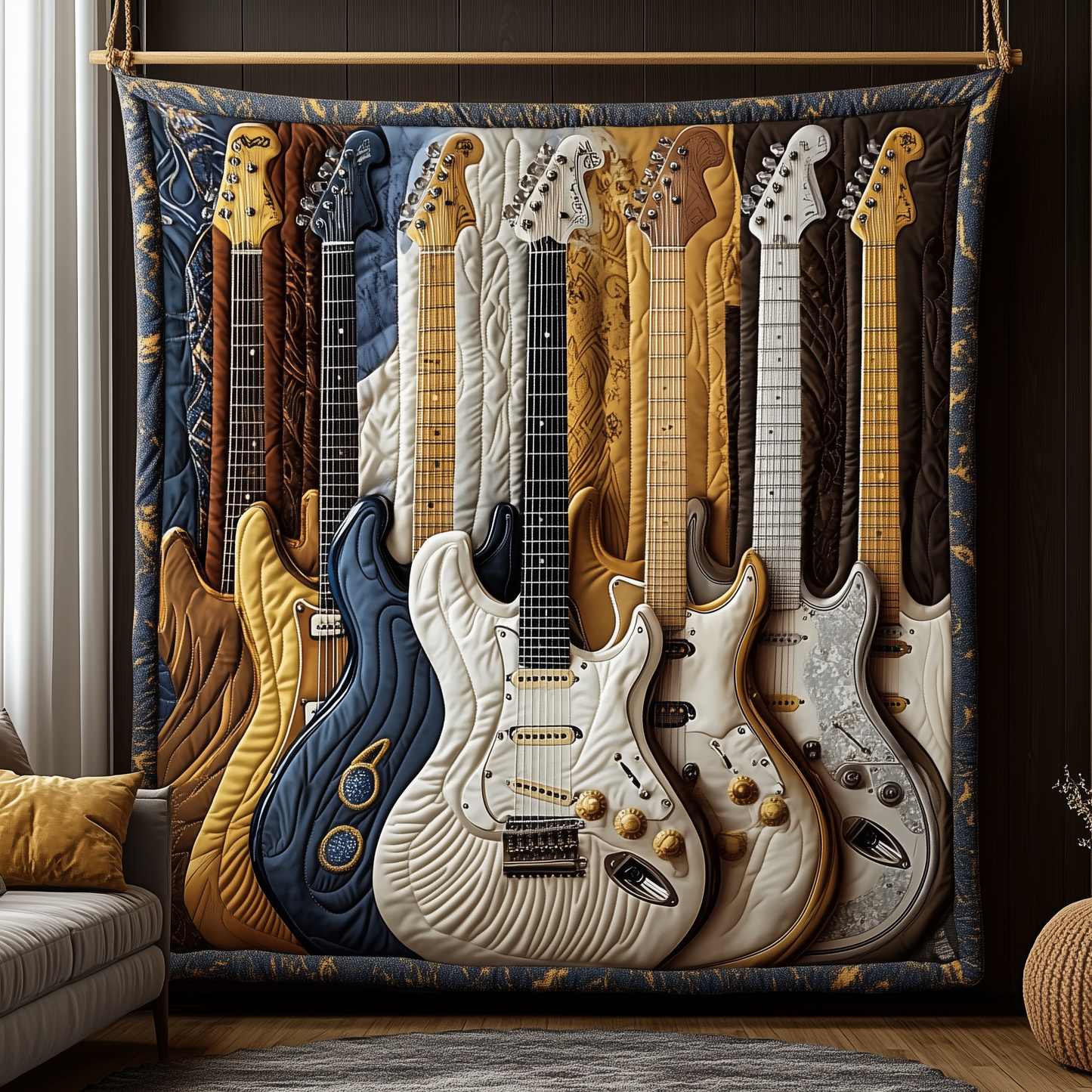 Noble Guitar Quilted Blanket GFTONL1746