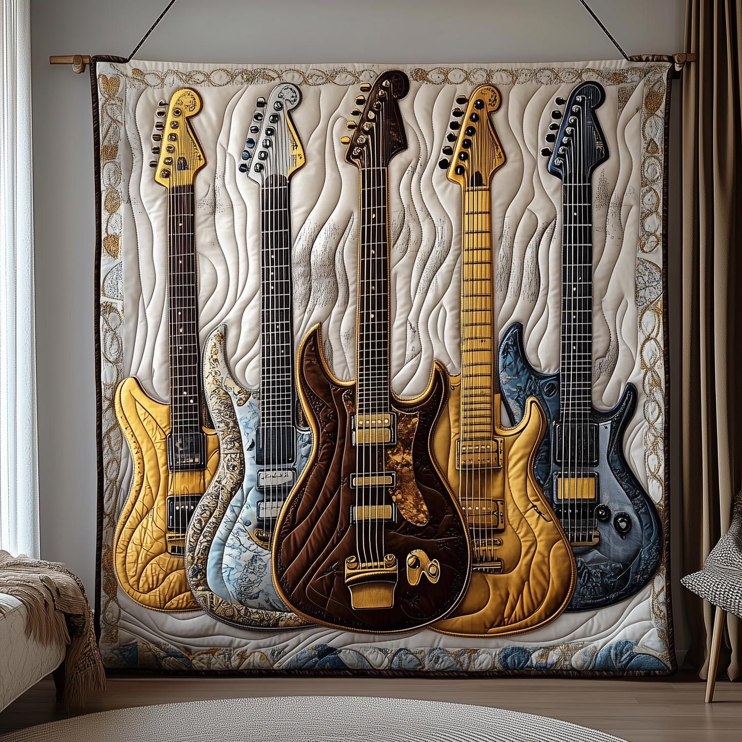 Noble Guitar Quilted Blanket GFTONL1751