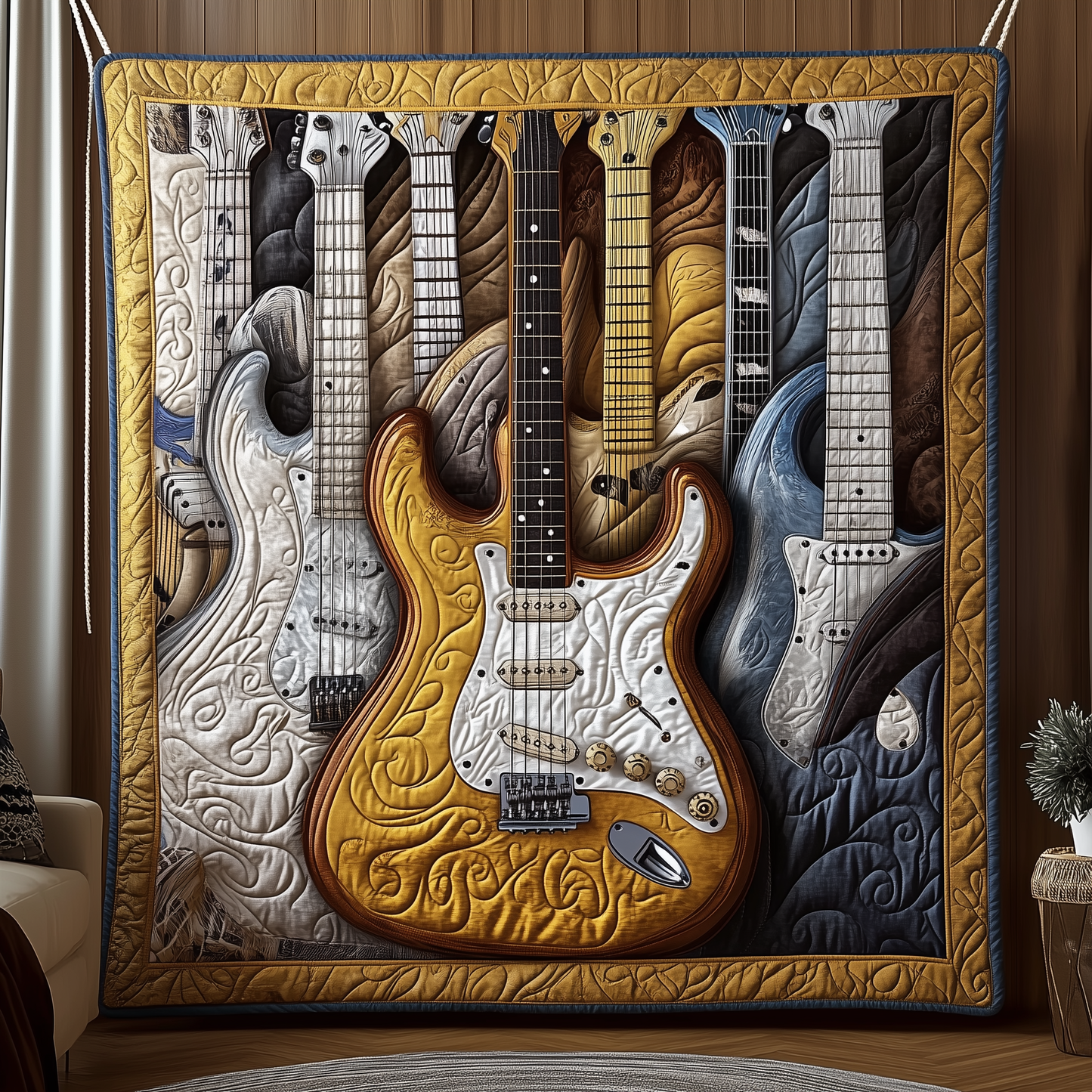 Noble Guitar Quilted Blanket GFTONL1752