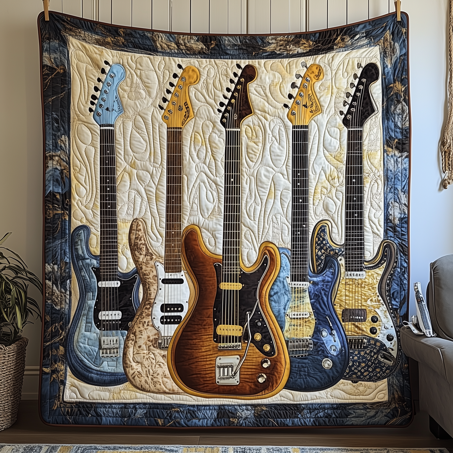 Noble Guitar Quilted Blanket GFTONL1760