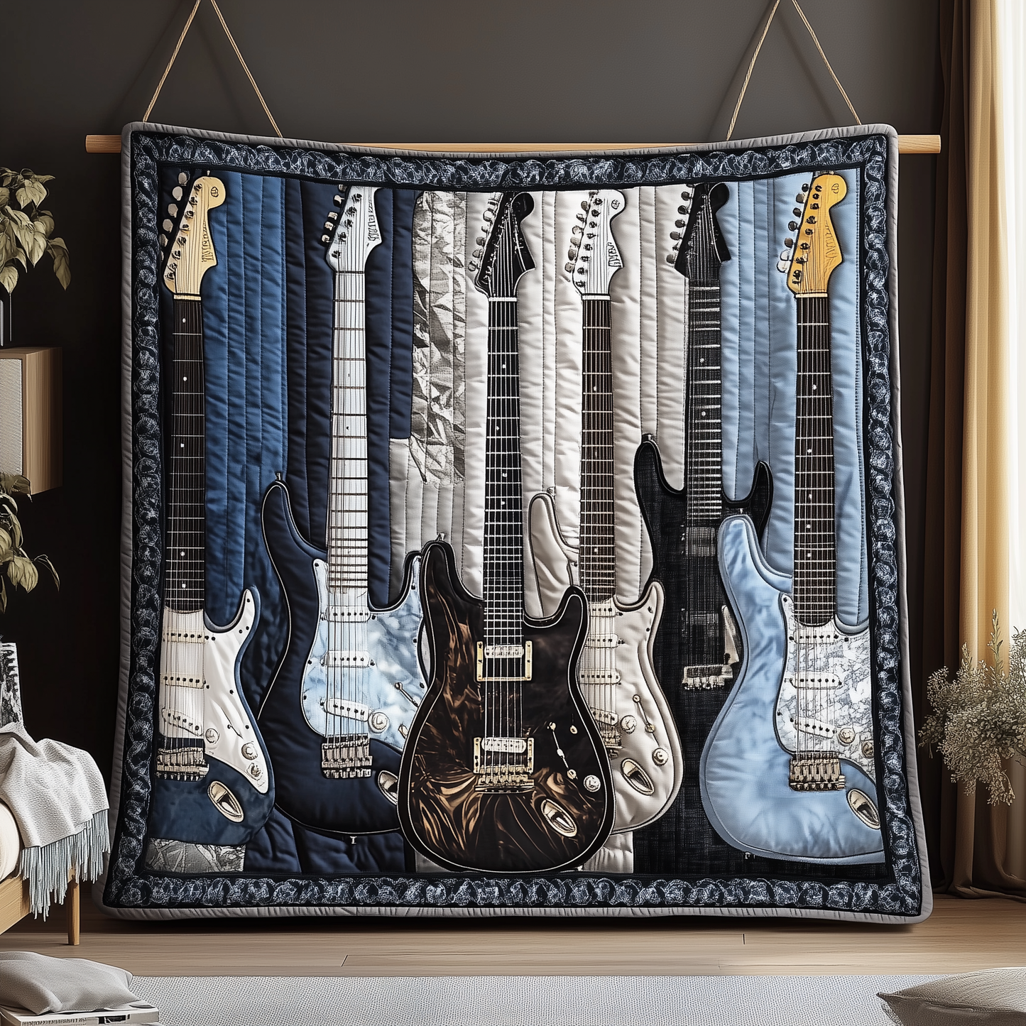 Melodic Strings Guitar Quilted Blanket GFTONL1771