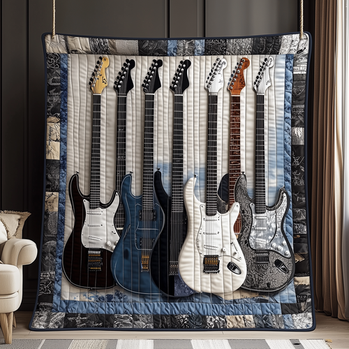 Melodic Strings Guitar Quilted Blanket GFTONL1772