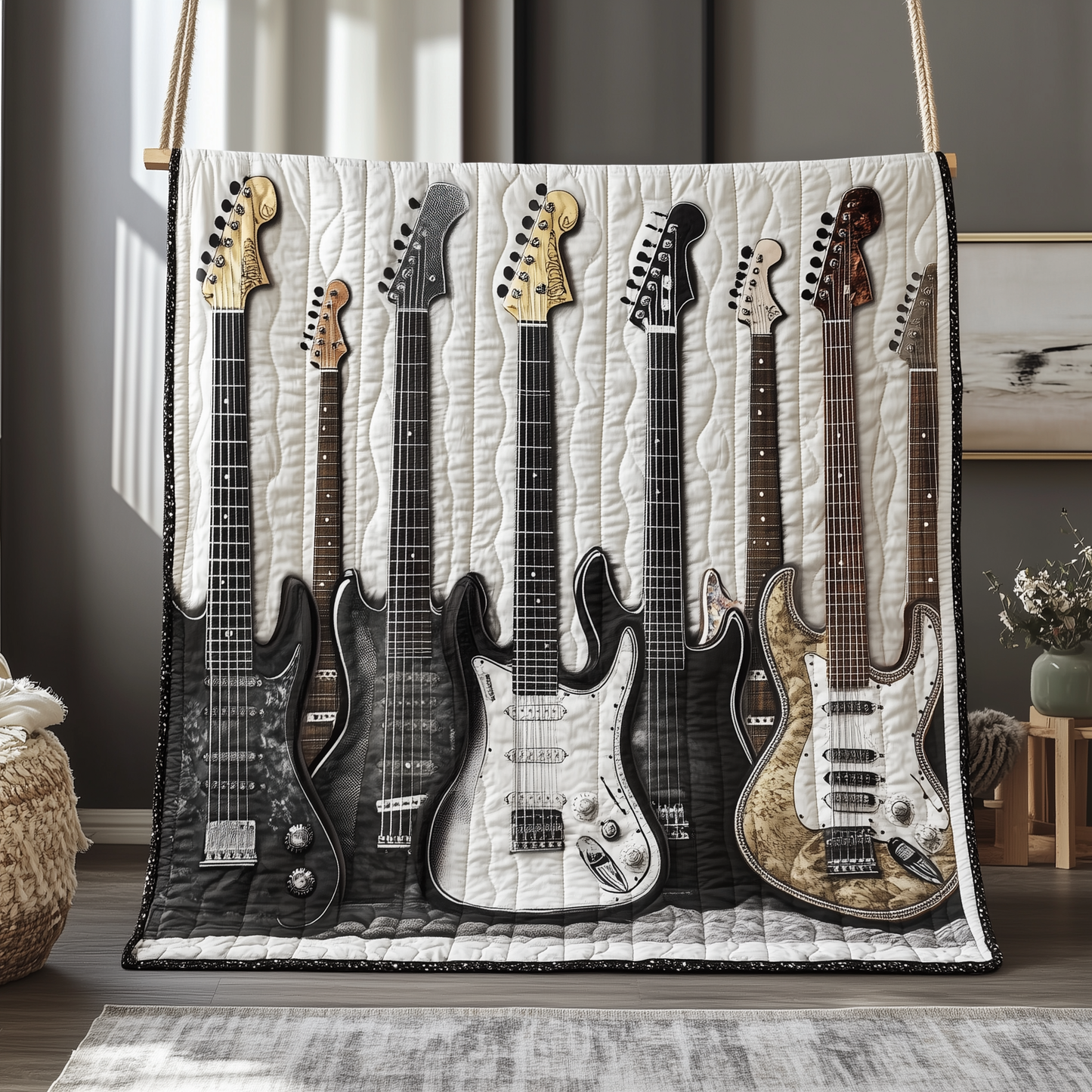 Melodic Strings Guitar Quilted Blanket GFTONL1774