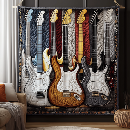 Melodic Strings Guitar Quilted Blanket GFTONL1775