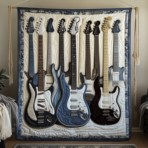 Melodic Strings Guitar Quilted Blanket GFTONL1777