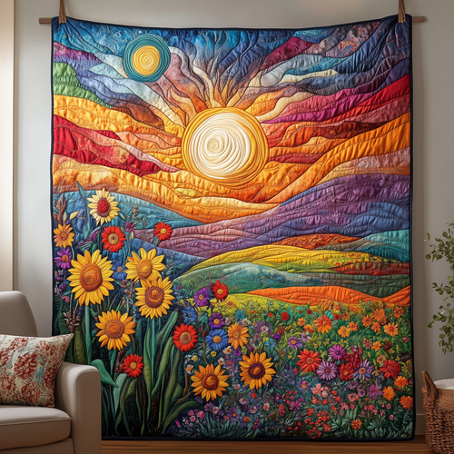Brilliant Floral Sunset Quilted Blanket GFTONL1786