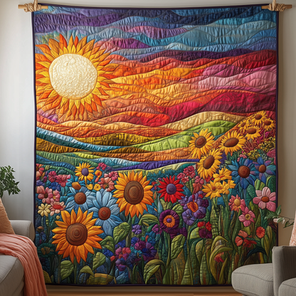 Brilliant Floral Sunset Quilted Blanket GFTONL1787