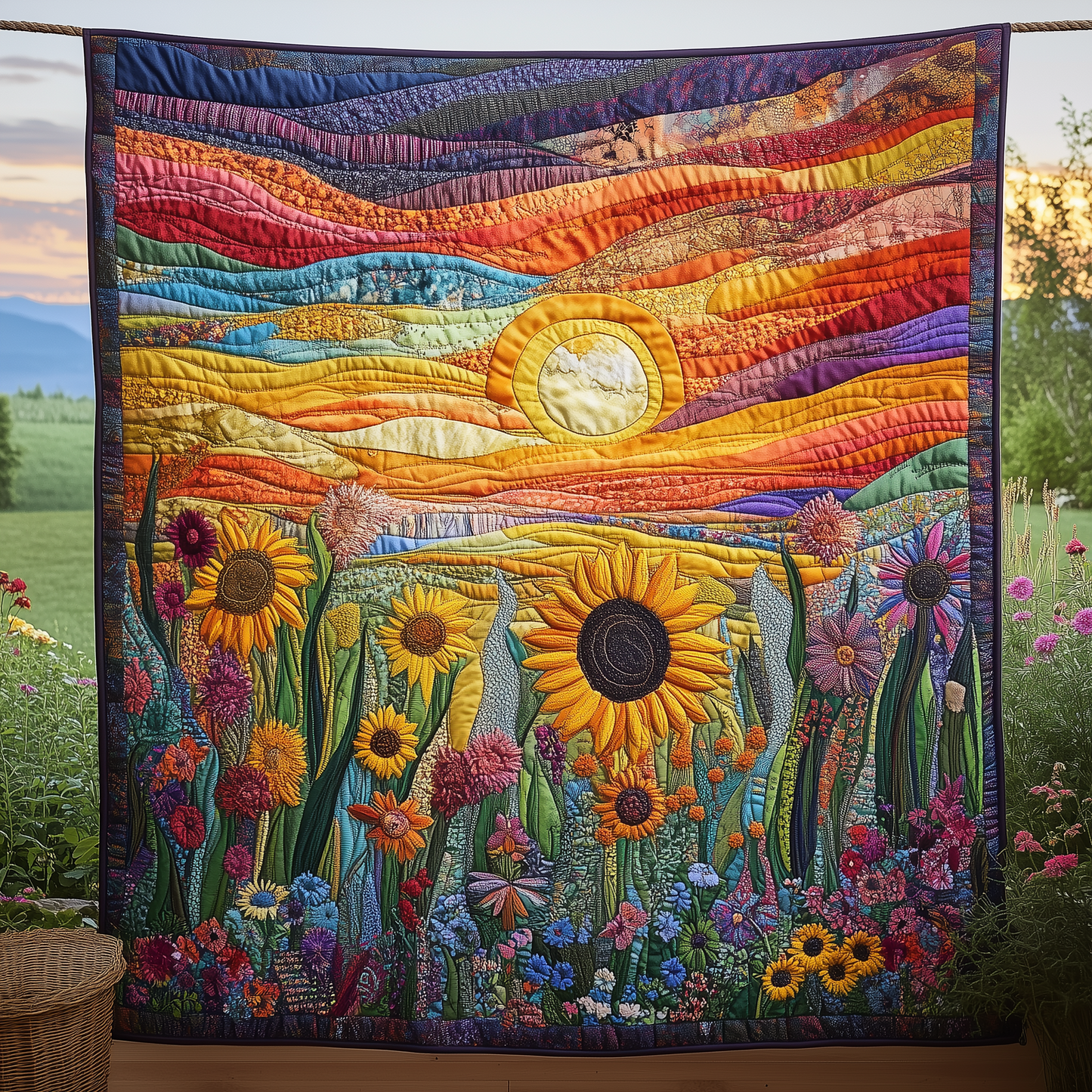 Brilliant Floral Sunset Quilted Blanket GFTONL1790