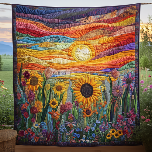 Brilliant Floral Sunset Quilted Blanket GFTONL1790