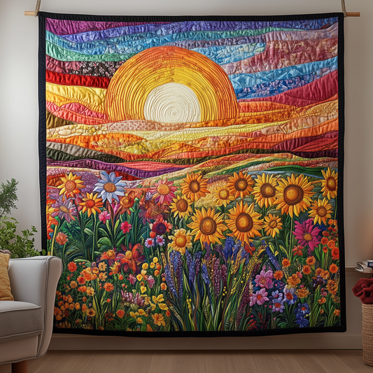 Brilliant Floral Sunset Quilted Blanket GFTONL1791