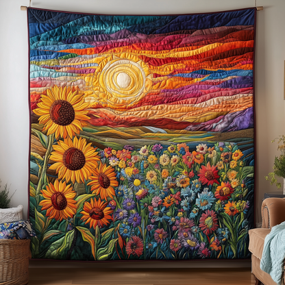 Brilliant Floral Sunset Quilted Blanket GFTONL1793