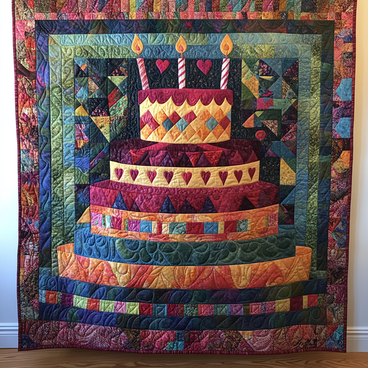 Cheerful Birthday Cake Quilted Blanket GFTONL1813