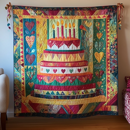 Cheerful Birthday Cake Quilted Blanket GFTONL1814