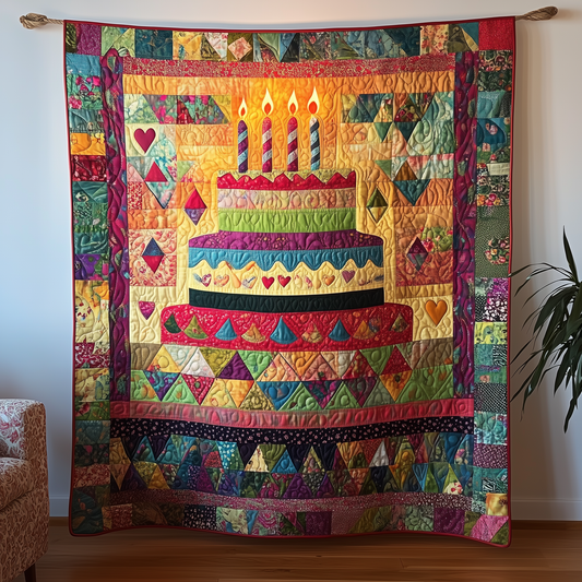 Cheerful Birthday Cake Quilted Blanket GFTONL1815