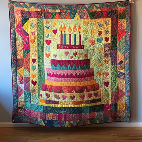 Cheerful Birthday Cake Quilted Blanket GFTONL1816