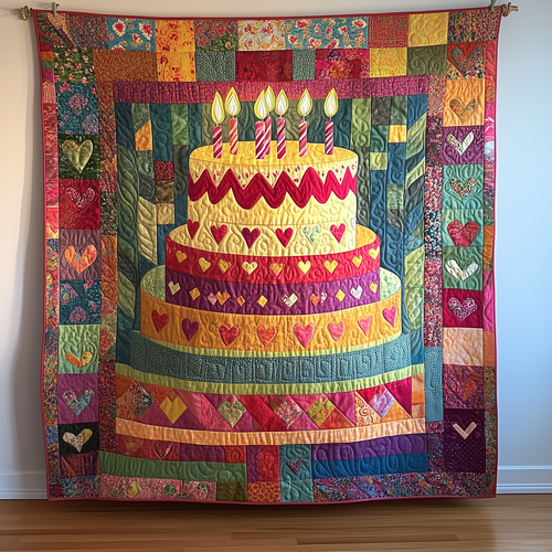 Cheerful Birthday Cake Quilted Blanket GFTONL1817
