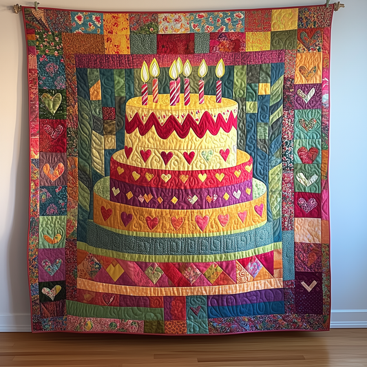 Cheerful Birthday Cake Quilted Blanket GFTONL1817