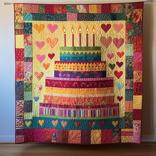 Cheerful Birthday Cake Quilted Blanket GFTONL1818