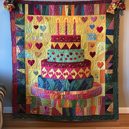 Cheerful Birthday Cake Quilted Blanket GFTONL1822