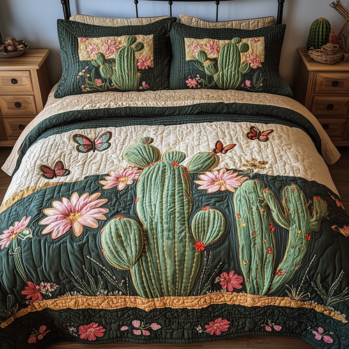 Cactus Dreamer 3-Piece Quilted Bedding Set GFTONL1852
