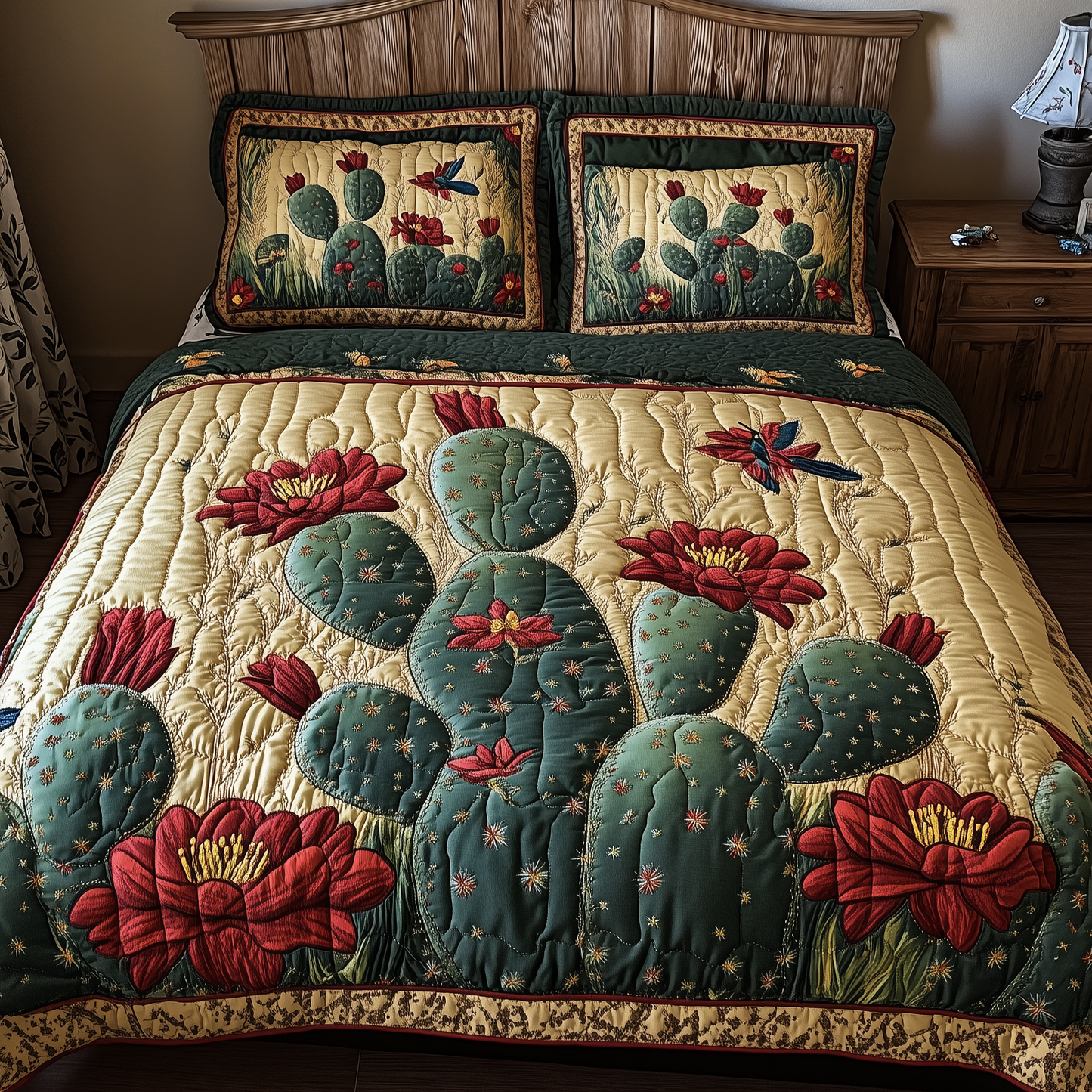 Cactus Dreamer 3-Piece Quilted Bedding Set GFTONL1855