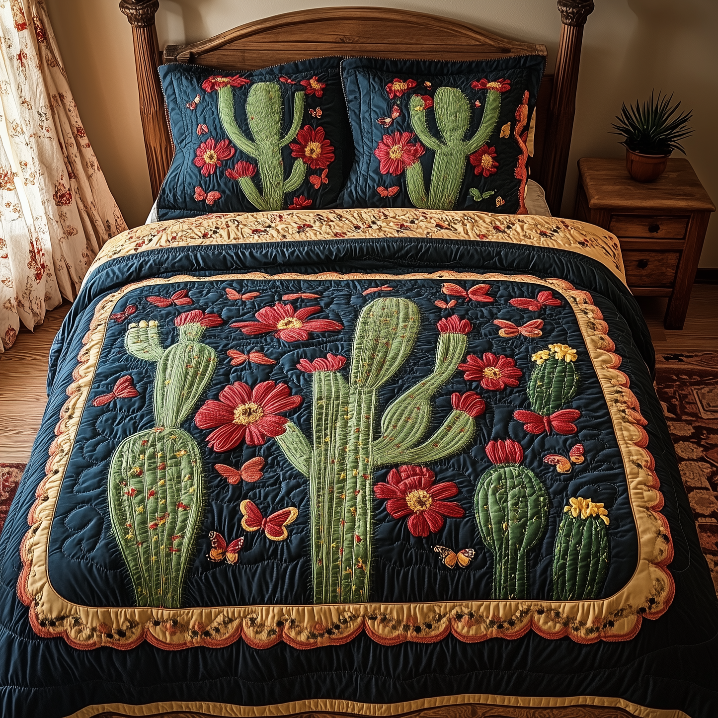 Cactus Dreamer 3-Piece Quilted Bedding Set GFTONL1856