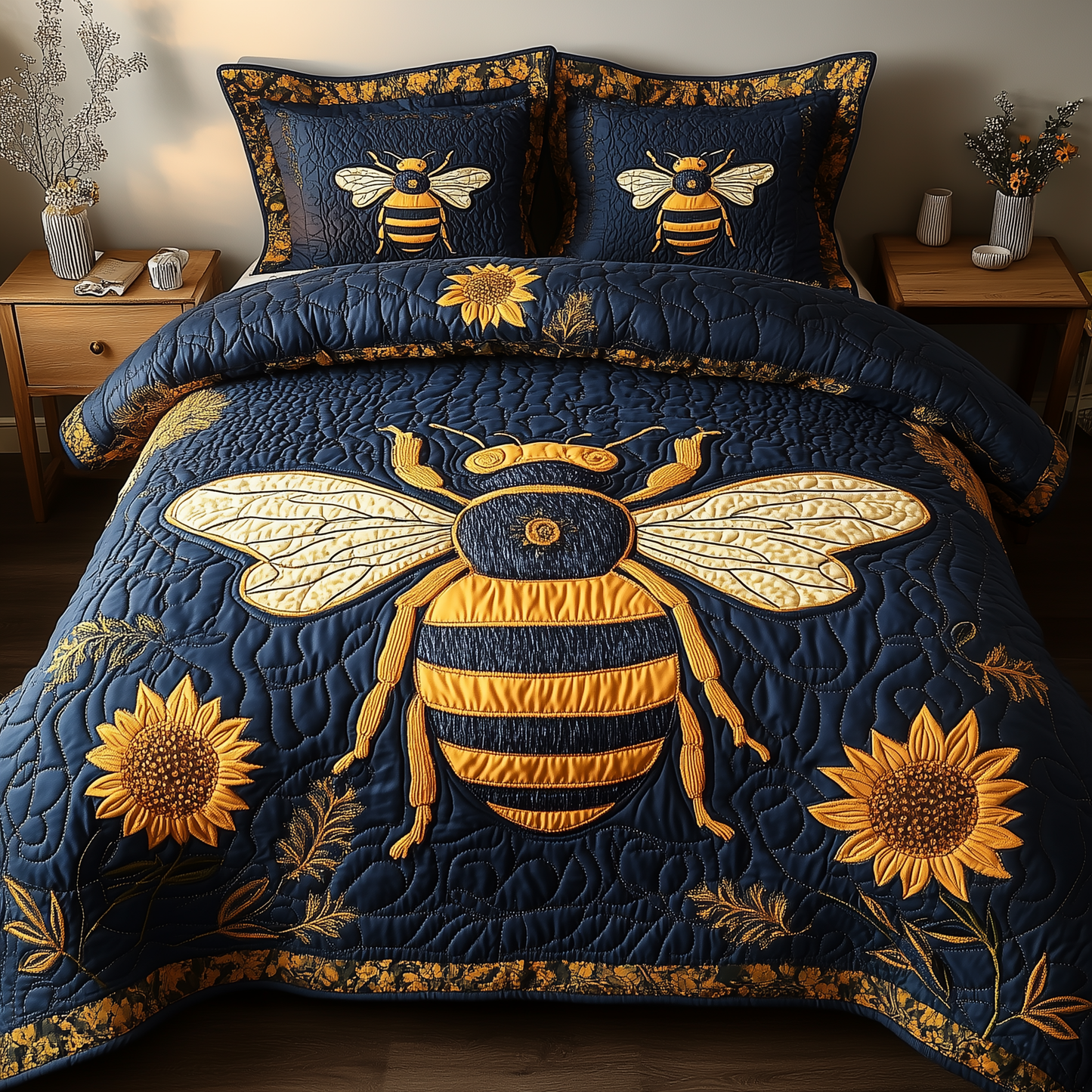 Bee Positive 3-Piece Quilted Bedding Set GFTONL1857
