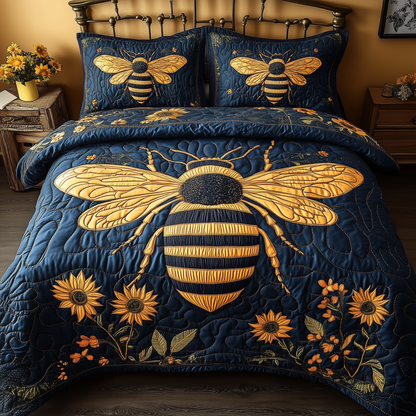 Bee Positive 3-Piece Quilted Bedding Set GFTONL1858