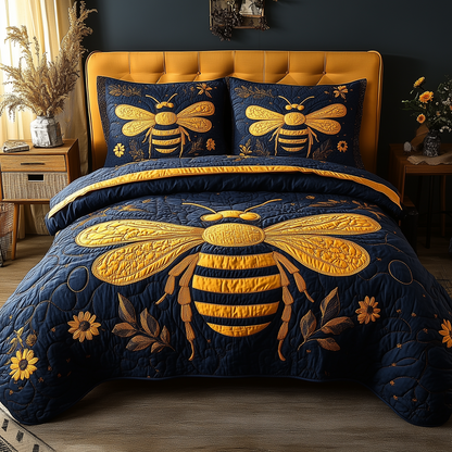 Bee Positive 3-Piece Quilted Bedding Set GFTONL1859