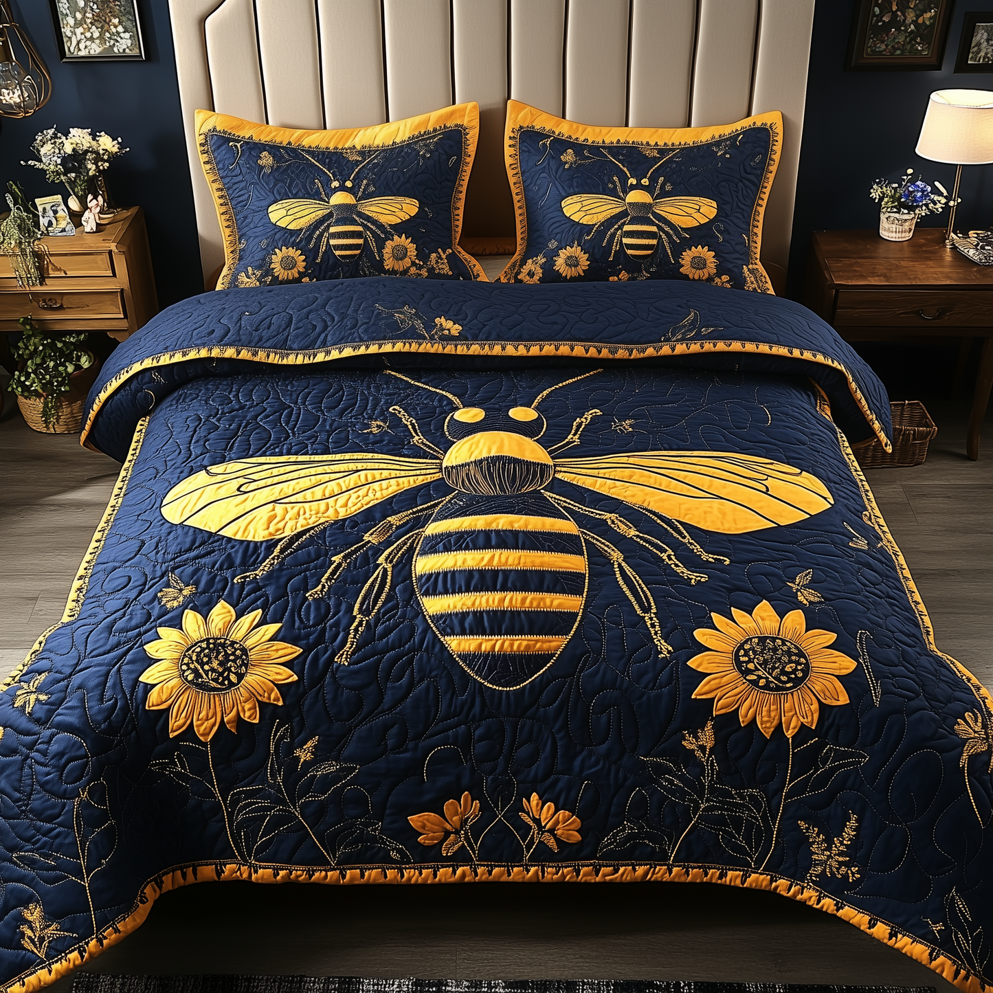 Bee Positive 3-Piece Quilted Bedding Set GFTONL1860