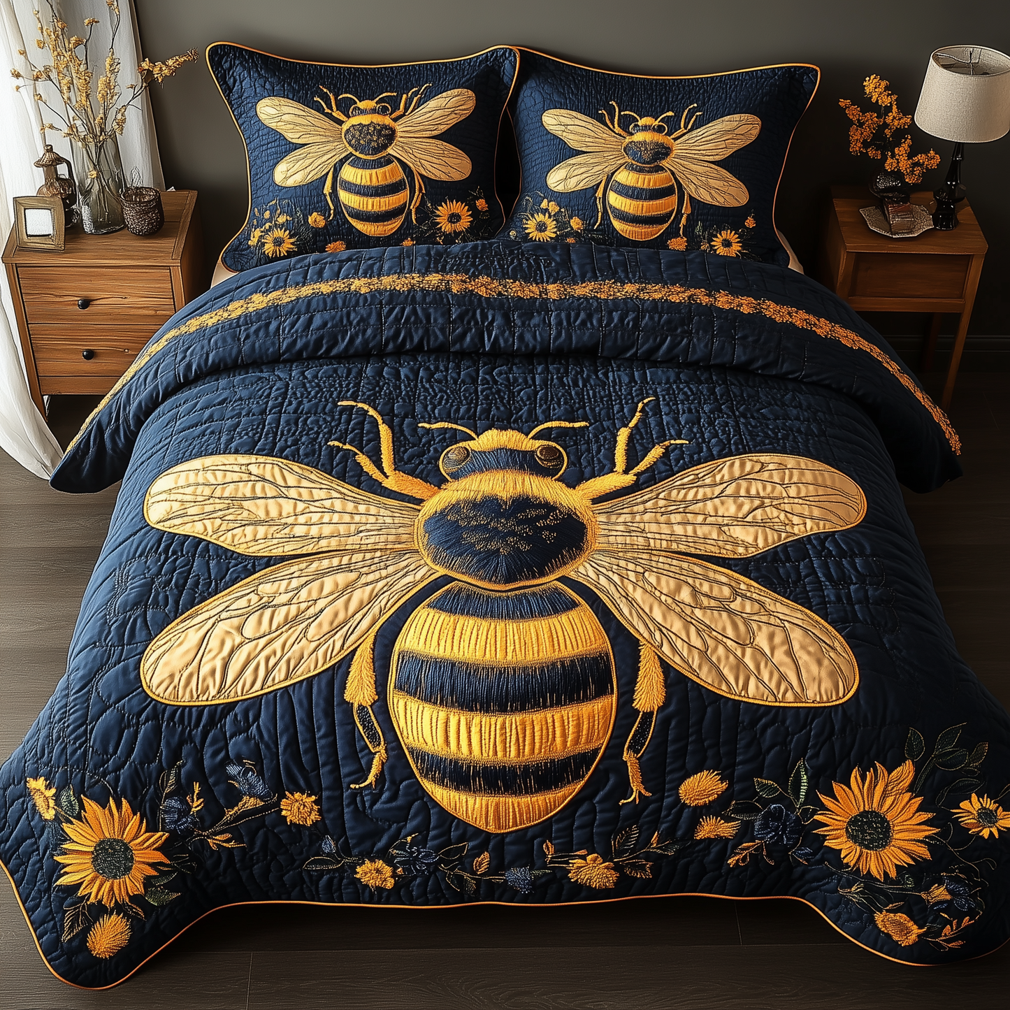 Bee Positive 3-Piece Quilted Bedding Set GFTONL1861