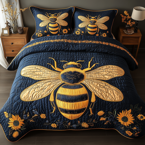Bee Positive 3-Piece Quilted Bedding Set GFTONL1861