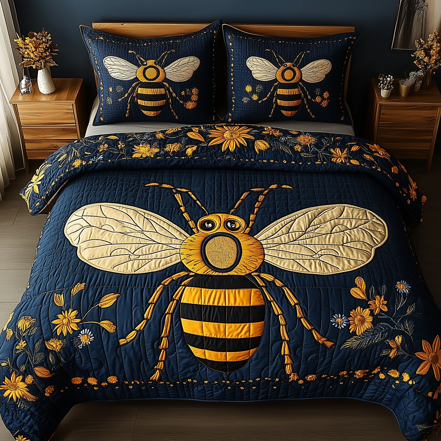 Bee Positive 3-Piece Quilted Bedding Set GFTONL1863