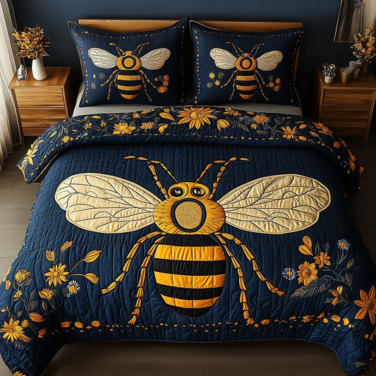 Bee Positive 3-Piece Quilted Bedding Set GFTONL1863