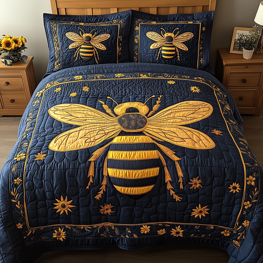 Bee Positive 3-Piece Quilted Bedding Set GFTONL1864