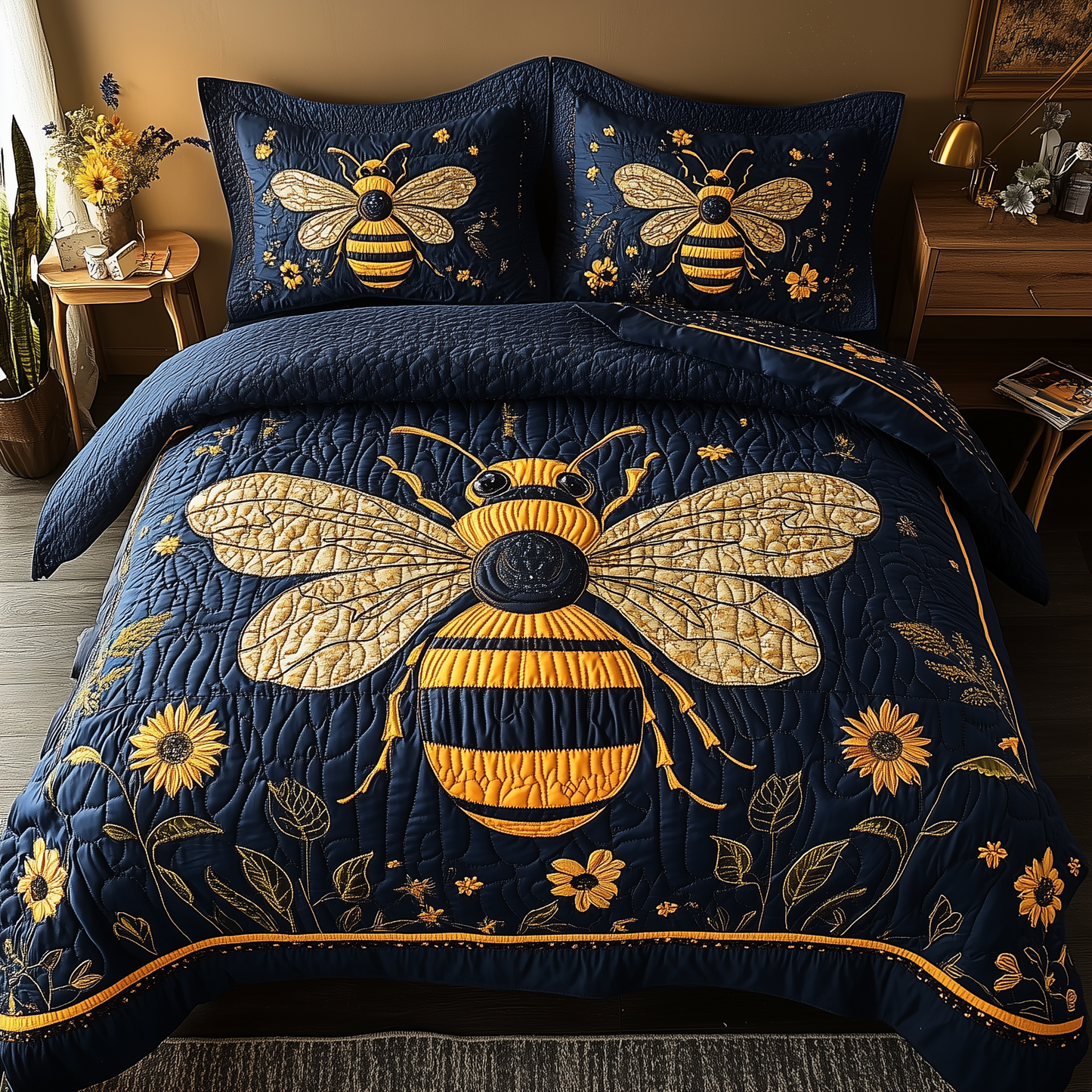 Bee Positive 3-Piece Quilted Bedding Set GFTONL1865