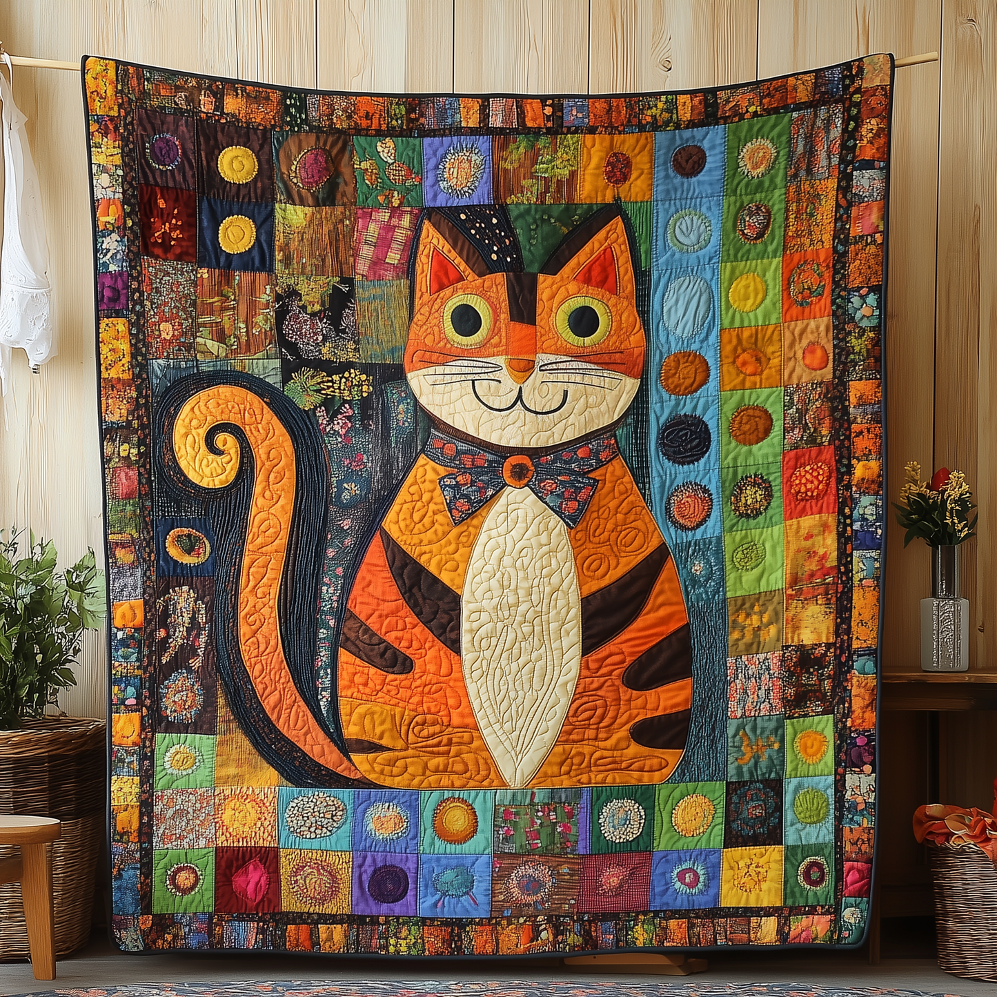 Whimsical Cat Quilted Blanket GFTONL1891