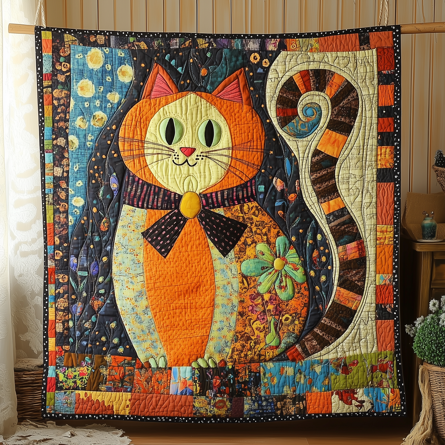 Whimsical Cat Quilted Blanket GFTONL1896