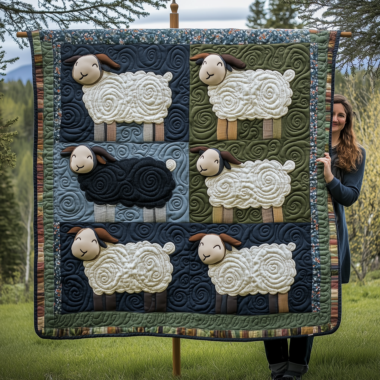 Whimsical Sheep Quilted Blanket GFTONL1919