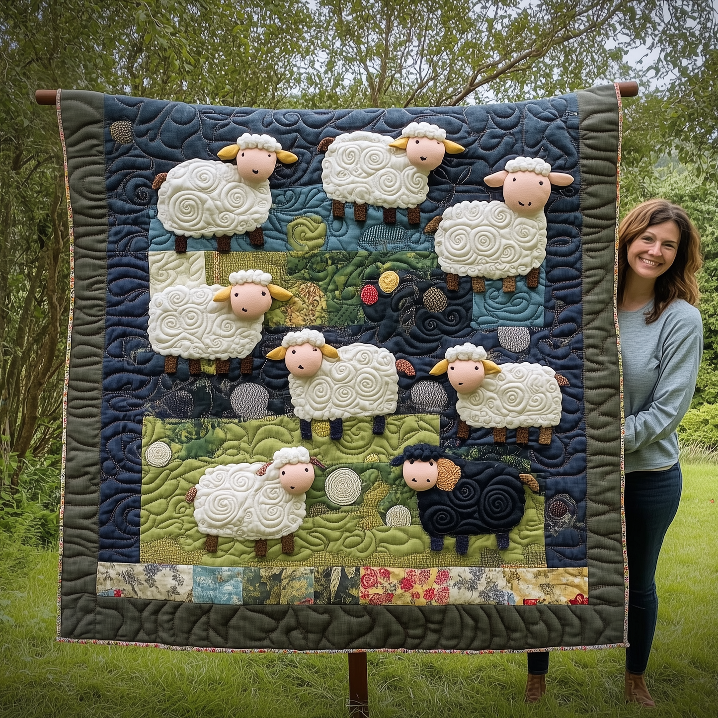 Whimsical Sheep Quilted Blanket GFTONL1920