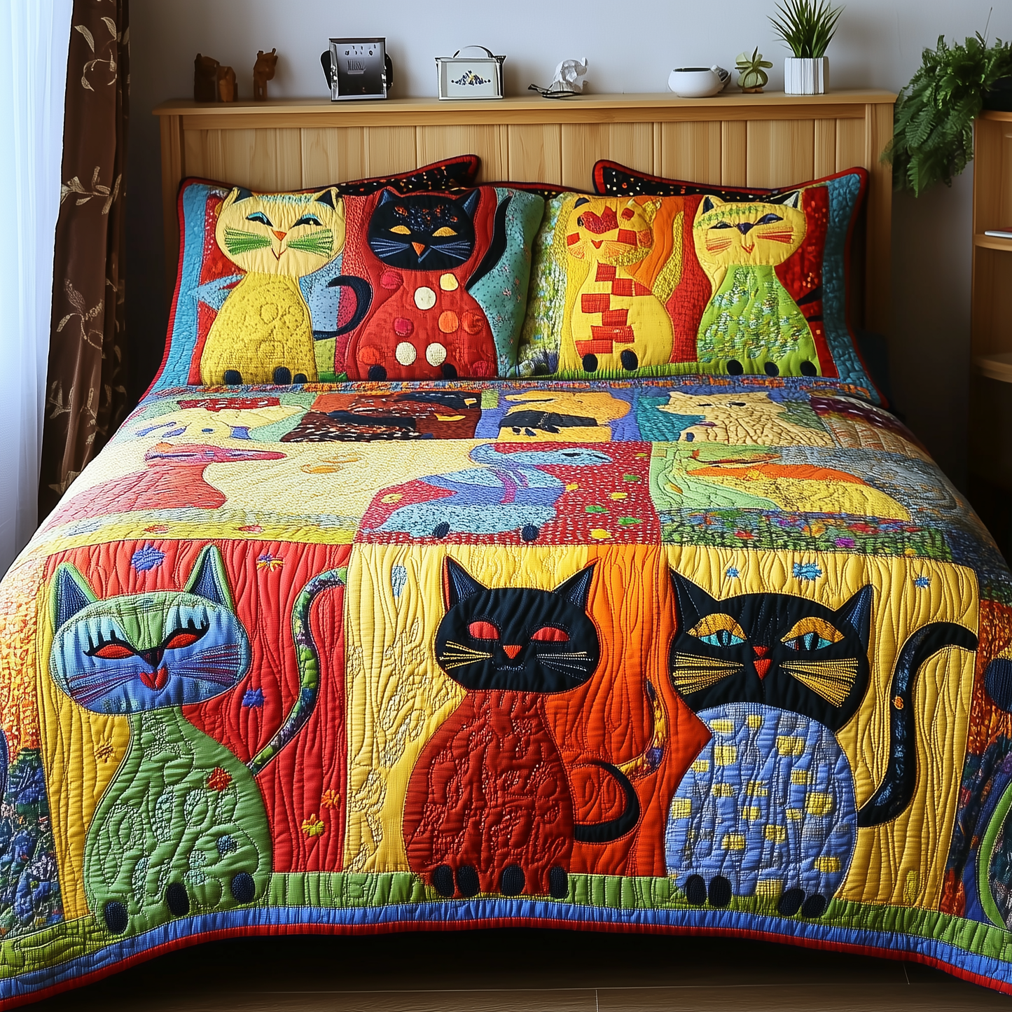 Funky Cats 3-Piece Quilted Bedding Set GFTONL1931